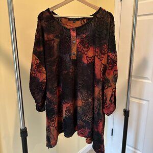 Womens  Fancy Plus Tunic by Caleoos with dark bold colors